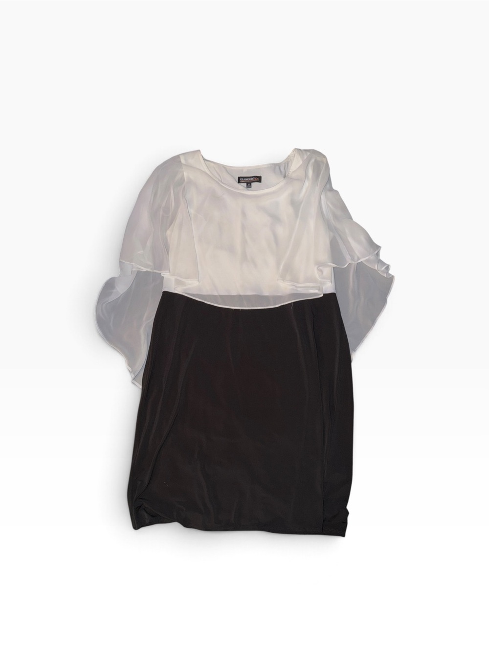 Glamour Nights Colorblock Caplet Cocktail Dress Black and White Size 14